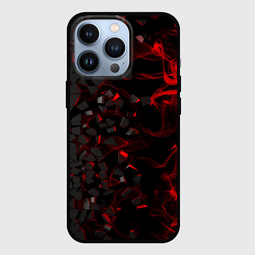 Чехол iPhone 13 Pro 3Д Разлом 3D Плиты и огонь / 3D-Черный – фото 1