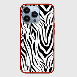 Чехол для iPhone 13 Pro Черно-белая зебра, цвет: 3D-красный
