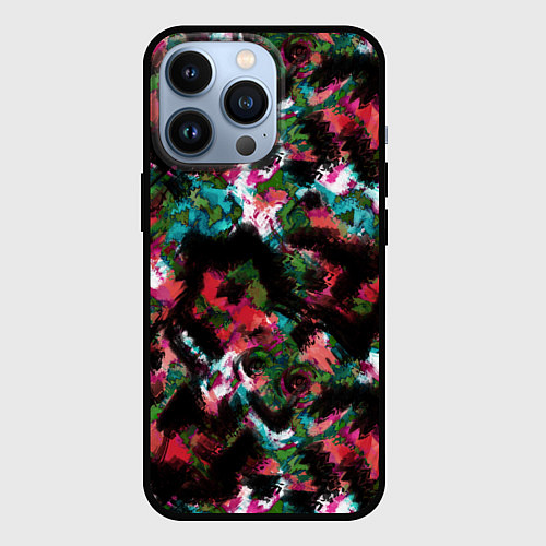 Чехол iPhone 13 Pro Гранжевый абстрактный узор / 3D-Черный – фото 1