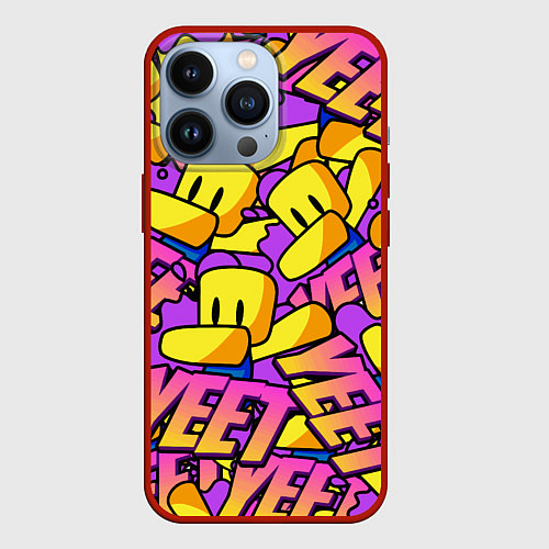 Чехол iPhone 13 Pro ROBLOX РОБЛОКС YEET / 3D-Красный – фото 1