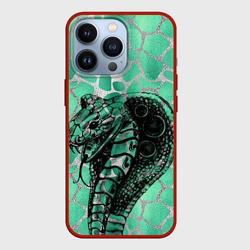 Чехол iPhone 13 Pro Кобра Змеиный стиль / 3D-Красный – фото 1