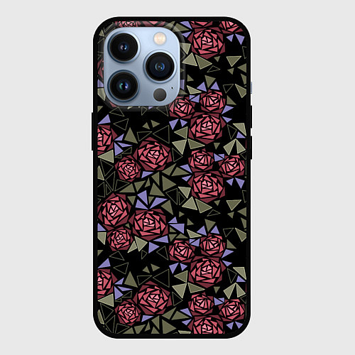 Чехол iPhone 13 Pro Цветочная мозаика / 3D-Черный – фото 1