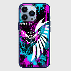 Чехол для iPhone 13 Pro FREE FIRE NEON, цвет: 3D-тёмно-синий