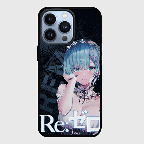 Чехол iPhone 13 Pro Рем Re:Zero / 3D-Черный – фото 1