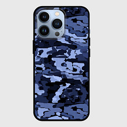 Чехол iPhone 13 Pro Синий камуфляж в клетку