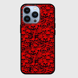 Чехол для iPhone 13 Pro Красные черепа, цвет: 3D-черный