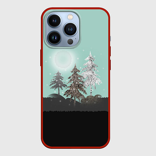 Чехол iPhone 13 Pro Лес Мозаичный узор / 3D-Красный – фото 1