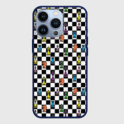 Чехол для iPhone 13 Pro Яркая шахматная доска, цвет: 3D-тёмно-синий