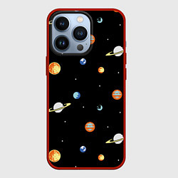 Чехол для iPhone 13 Pro Планеты в космосе, цвет: 3D-красный