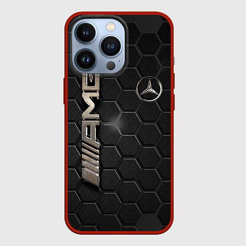 Чехол iPhone 13 Pro MERCEDES LOGO BRONZE / 3D-Красный – фото 1