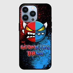 Чехол iPhone 13 Pro Geometry Dash Red Blue