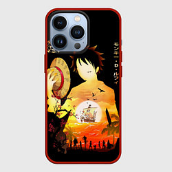 Чехол для iPhone 13 Pro Силуэт Луффи One piece, цвет: 3D-красный