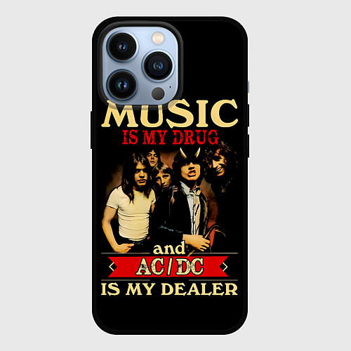Чехол iPhone 13 Pro MUSYC IS MY DRUG and ACDC IS MY DEALER / 3D-Черный – фото 1