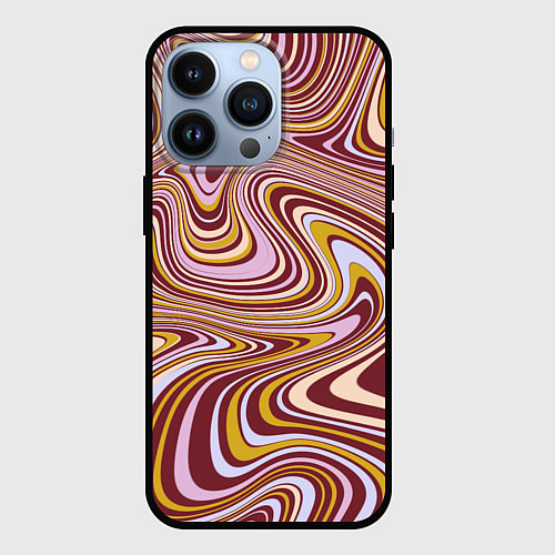 Чехол iPhone 13 Pro Красно-золотые разводы красок паттерн / 3D-Черный – фото 1