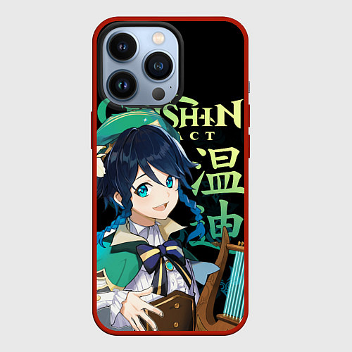 Чехол iPhone 13 Pro Венти, Genshin Impact / 3D-Красный – фото 1