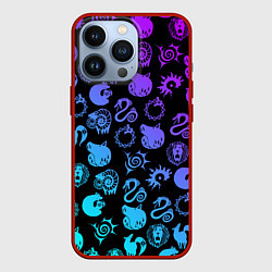 Чехол для iPhone 13 Pro 7 СМЕРТНЫХ ГРЕХОВ НЕОН ЭМБЛЕМЫ, цвет: 3D-красный