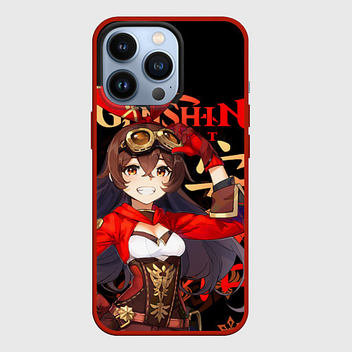 Чехол iPhone 13 Pro Эмбер Genshin Impact / 3D-Красный – фото 1