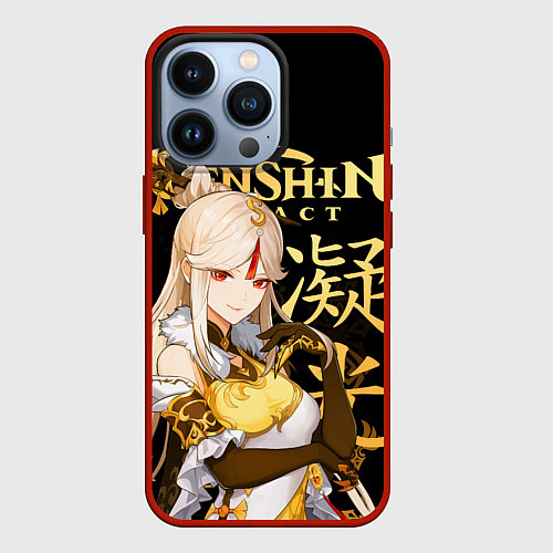 Чехол iPhone 13 Pro Нин Гуан Genshin Impact / 3D-Красный – фото 1