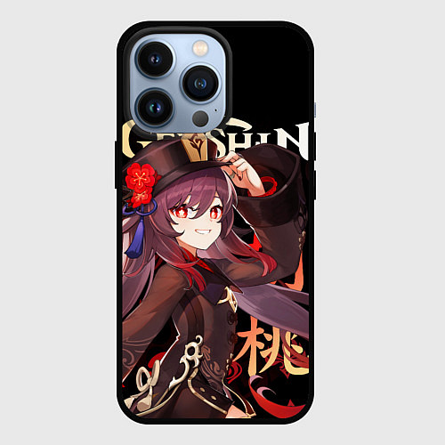 Чехол iPhone 13 Pro Ху Тао Genshin Impact / 3D-Черный – фото 1