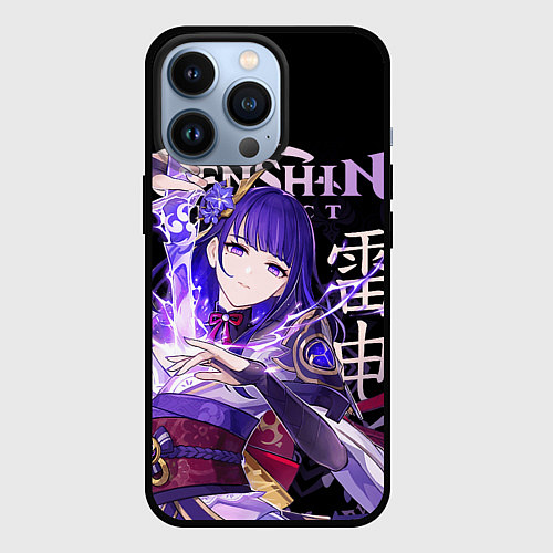 Чехол iPhone 13 Pro Сёгун Райдэн Genshin Impact / 3D-Черный – фото 1