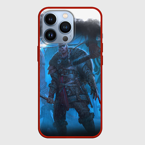 Чехол iPhone 13 Pro ASSASSINS CREED VALHALLA ВАЛХАЛЛА / 3D-Красный – фото 1