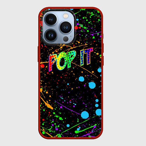 Чехол iPhone 13 Pro POP IT CRAZY BRUSHES ПОП ИТ БРЫЗГИ КРАСОК / 3D-Красный – фото 1