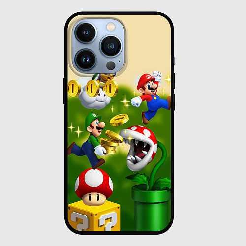 Чехол iPhone 13 Pro Mario Coins / 3D-Черный – фото 1