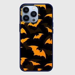 Чехол для iPhone 13 Pro ЛЕТУЧИЕ МЫШИ НОЧЬ ХЕЛЛОУИН HALLOWEEN NIGHT BATS, цвет: 3D-тёмно-синий