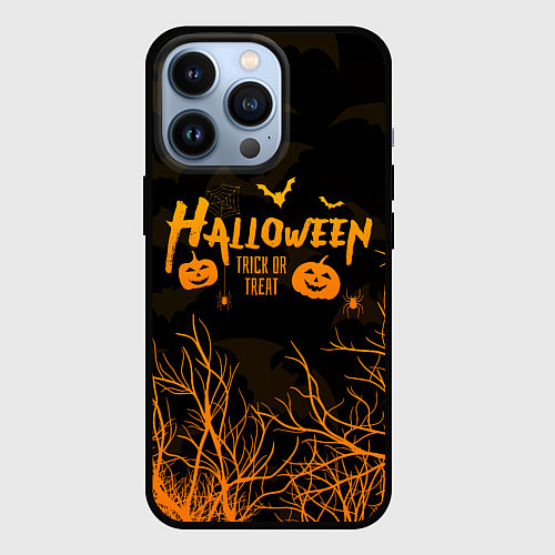 Чехол iPhone 13 Pro HALLOWEEN FOREST BATS ЛЕТУЧИЕ МЫШИ В ЛЕСУ ХЕЛЛОУИН / 3D-Черный – фото 1