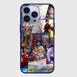 Чехол для iPhone 13 Pro Геншин импакт, персонажи, цвет: 3D-тёмно-синий