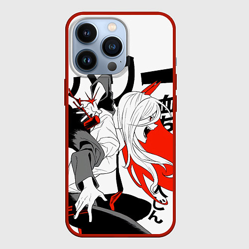 Чехол iPhone 13 Pro Power - Человек-бензопила / 3D-Красный – фото 1