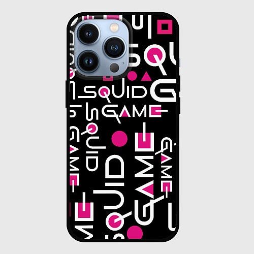 Чехол iPhone 13 Pro SQUID GAME ЛОГО PINK / 3D-Черный – фото 1