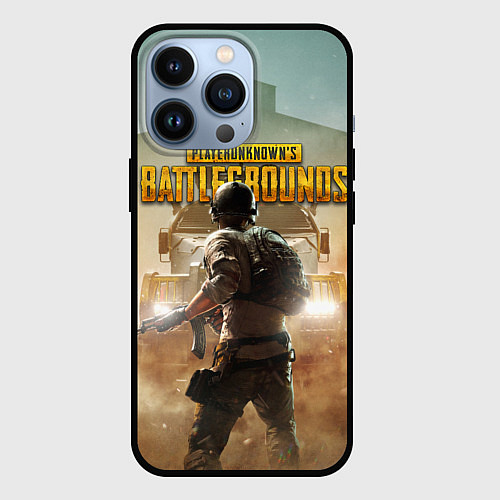 Чехол iPhone 13 Pro PUBG СОЛДАТ В ШЛЕМЕ ПАБГ / 3D-Черный – фото 1