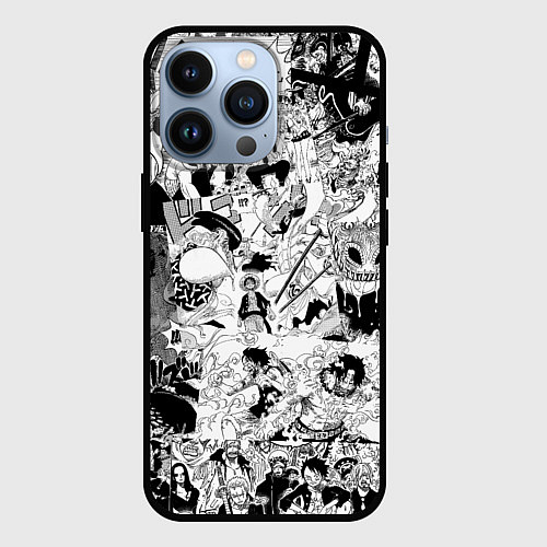 Чехол iPhone 13 Pro One Piece Манга страницы / 3D-Черный – фото 1