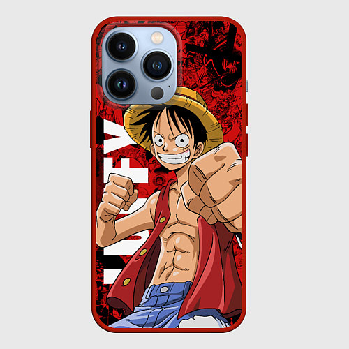 Чехол iPhone 13 Pro Манки Д Луффи, One Piece / 3D-Красный – фото 1