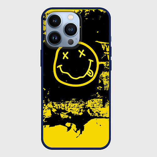 Чехол iPhone 13 Pro Нирвана Гранж Nirvana Smile / 3D-Тёмно-синий – фото 1