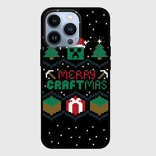 Чехол iPhone 13 Pro MINECRAFT CHRISTMAS / 3D-Черный – фото 1