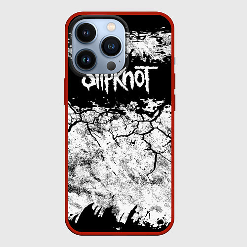 Чехол iPhone 13 Pro Надпись Слипкнот Рок Группа ЧБ Slipknot / 3D-Красный – фото 1