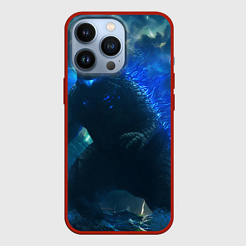 Чехол iPhone 13 Pro ГОДЗИЛЛА В МОРЕ / 3D-Красный – фото 1