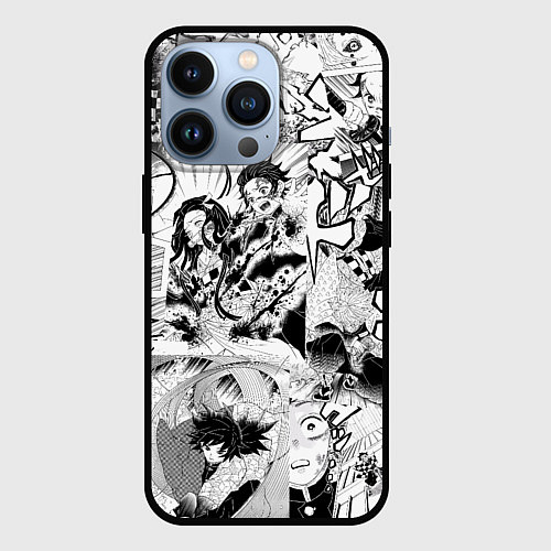 Чехол iPhone 13 Pro Клинок, рассекающий демонов, МАНГА / 3D-Черный – фото 1