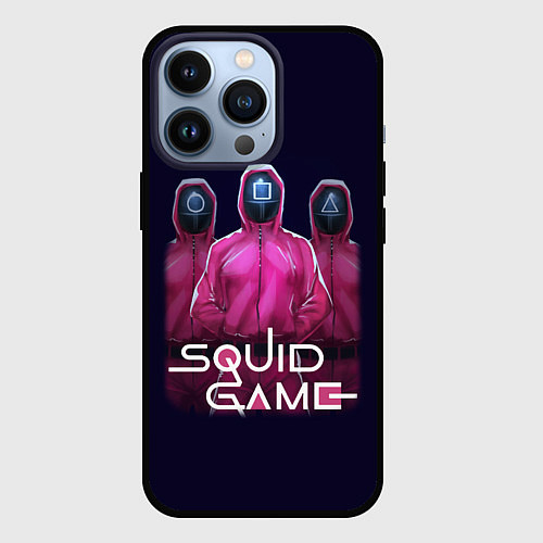 Чехол iPhone 13 Pro ИГРА В КАЛЬМАРА ЛЮДИ В МАСКАХ / 3D-Черный – фото 1
