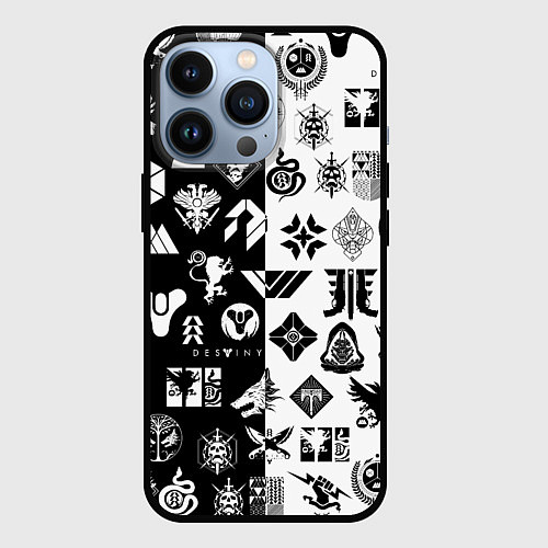 Чехол iPhone 13 Pro DESTINY LOGOBOMBING ЧЁРНО БЕЛОЕ / 3D-Черный – фото 1