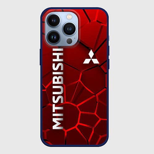 Чехол iPhone 13 Pro Митсубиси 3D плиты / 3D-Тёмно-синий – фото 1