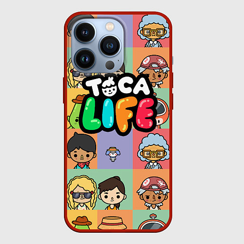 Чехол iPhone 13 Pro Toca Life: Faces / 3D-Красный – фото 1