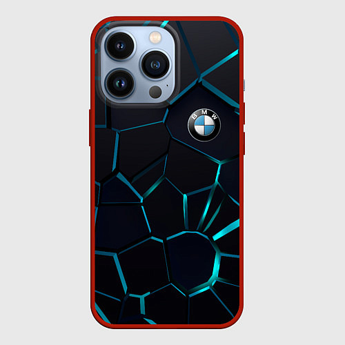 Чехол iPhone 13 Pro BMW 3D плиты с подсветкой / 3D-Красный – фото 1