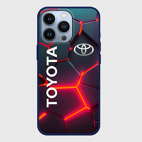 Чехол iPhone 13 Pro TOYOTA 3D NEON ТОЙОТА 3Д ПЛИТЫ НЕОН / 3D-Тёмно-синий – фото 1