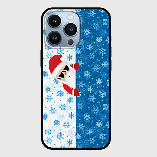 Чехол iPhone 13 Pro С Новым Годом дед мороз / 3D-Черный – фото 1