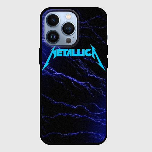 Чехол iPhone 13 Pro METALLICA BLUE FLASH МЕТАЛЛИКА СИНИЕ МОЛНИИ / 3D-Черный – фото 1