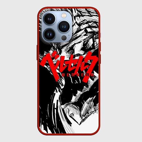 Чехол iPhone 13 Pro БЕРСЕРК РИСУНОК BERSERK / 3D-Красный – фото 1