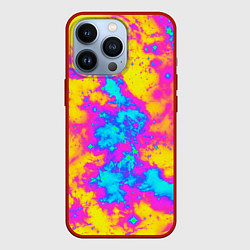 Чехол для iPhone 13 Pro Яркая абстракция космических красок, цвет: 3D-красный